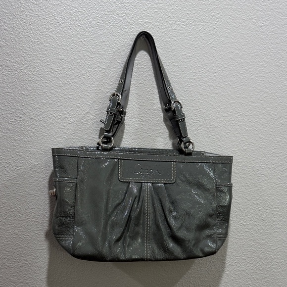Coach Handbags - 🩶 Coach Stunning Gray Shoulder Bag with Light Blue Interior 🩵